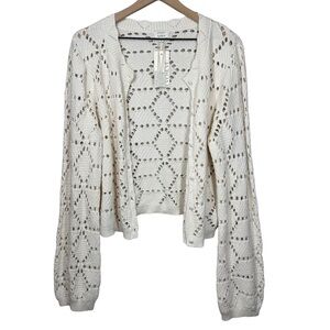 NWT Evereve Z Supply XL Rosalyn Sweater Cardigan Seasalt 100% Cotton Boho Beach